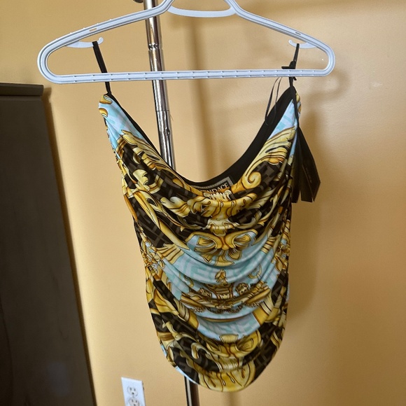 BNWT FENDI X VERSACE CYAN PATTERNED SKIRT ($1900) - Picture 2 of 4